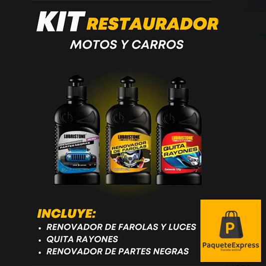 Kit Restaurador Motos y Carros x3 Productos